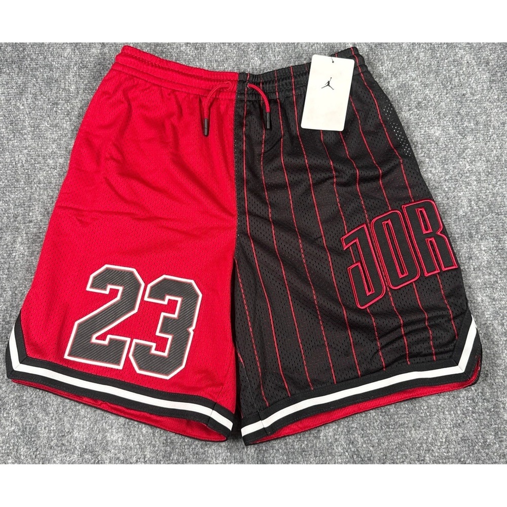 Jordan Boys 8-10Yrs Small Mesh Basketball Shorts Red Black Pinstripe NWT